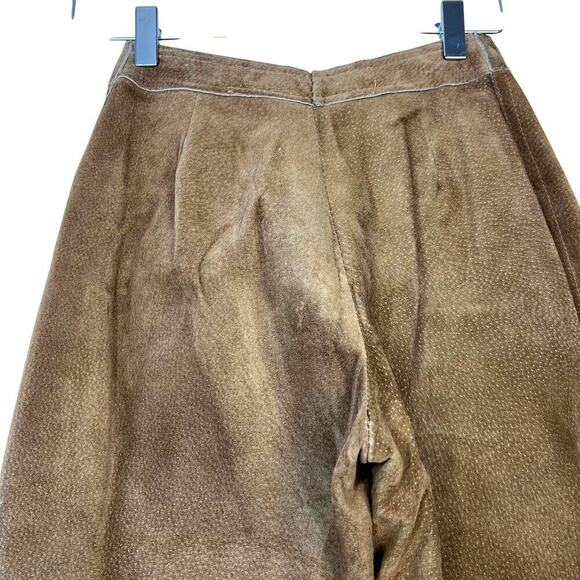 Vintage Genuine Suede Leather Pants Bootcut Tan Camel Hyde Western Women's 24 - Picture 5 of 7
